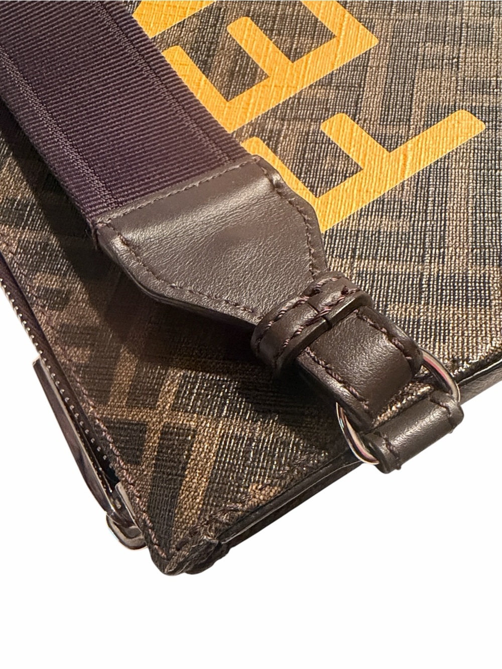 Authentic Fendi Leather Unisex Brown & Yellow Clutch - Picture 8 of 16